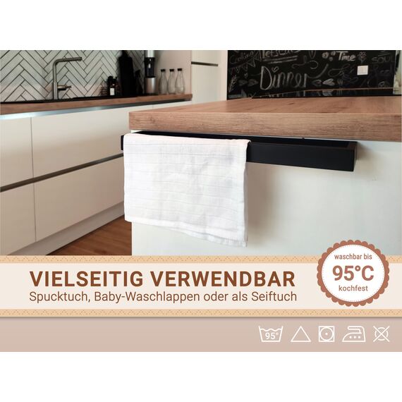 ZOLLNER 10er Set Waschlappen für Babys - in 35x50 cm aus Baumwolle - hautfreundliche Waschtücher - besonders weich und hautsympathisch - waschbar bis 95°C - in weiß