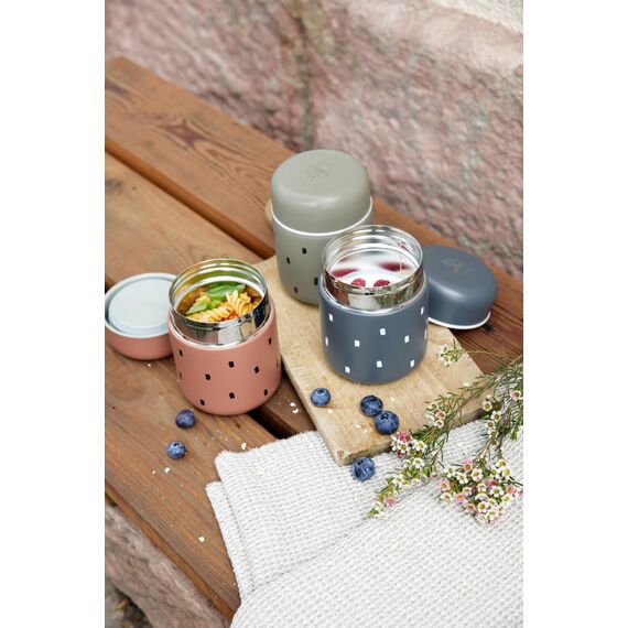 LÄSSIG Baby Kinder Thermo Warmhaltebox Brei Snacks auslaufsicher Edelstahl 350 ml/Food Jar Happy Prints midnight blue