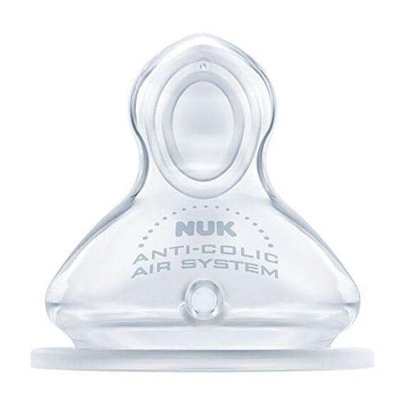 NUK First Choice+ Anti-Colic-Trinksauger Silikon, kiefergerechte NUK Form, Größe 1 (0-6 Monate) S für Tee, 2 Stück (2er Pack)