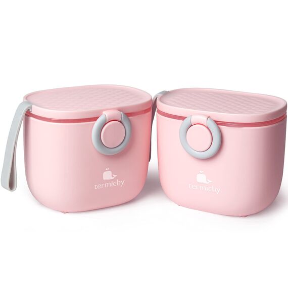 Termichy Milchpulver Portionierer, Milchpulver-Spender, 250g luftdichter tragbarer Milchpulver-Behälter für Reisen, mit Schaber und Löffel (Rosa, 2 Stücke)