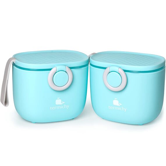 Termichy Milchpulver Portionierer, Milchpulver-Spender, 250g luftdichter tragbarer Milchpulver-Behälter für Reisen, mit Schaber und Löffel (Blau, 2 Stücke)
