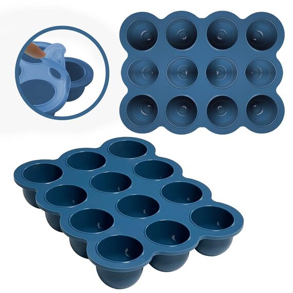 Aufbewahrung von Babynahrung aus Silikon, 12 x 45ml Babynahrung Einfrieren Behälte aus mit Silikon Deckel,BPA-frei,Perfekt für Hausgemachte Babynahrung, Gemüse, Eiswürfeln,Fruchtpüree und Muttermilch