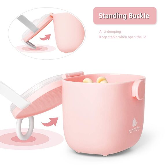 Termichy Milchpulver Portionierer, Milchpulver-Spender, 250g luftdichter tragbarer Milchpulver-Behälter für Reisen, mit Schaber und Löffel (Rosa, 2 Stücke)