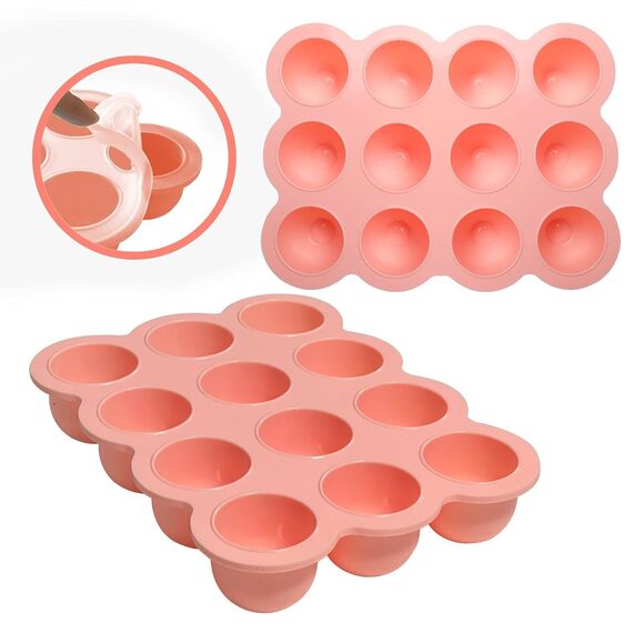 Aufbewahrung von Babynahrung aus Silikon, 12 x 45ml Babynahrung Einfrieren Behälte aus mit Silikon Deckel,BPA-frei,Perfekt für Hausgemachte Babynahrung, Gemüse, Eiswürfeln,Fruchtpüree und Muttermilch