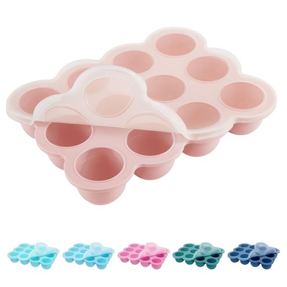Aufbewahrung von Babynahrung aus Silikon, 12 x 45ml Babynahrung Einfrieren Behälte aus mit Silikon Deckel,BPA-frei,Perfekt für Hausgemachte Babynahrung, Gemüse, Eiswürfeln,Fruchtpüree und Muttermilch