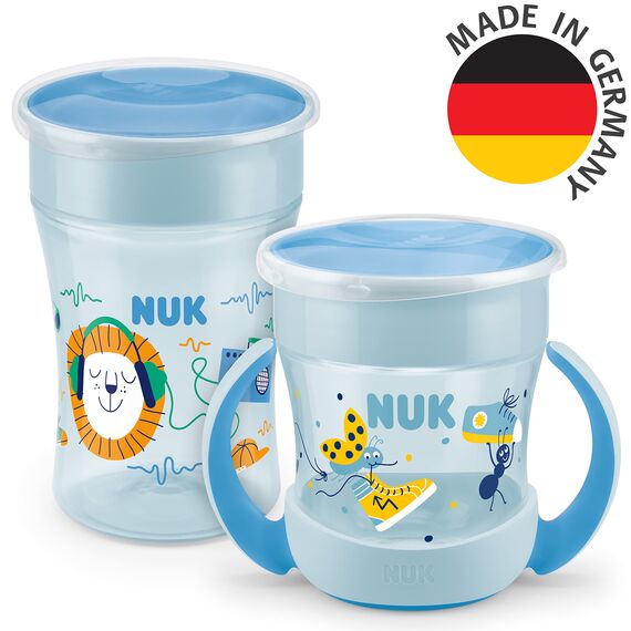 NUK Magic Cup & Mini Magic Cup Trinklernbecher Duo-Set | auslaufsicherer 360°-Trinkrand | 6+ Monate | auslaufsicher und BPA-frei | 160 ml & 230 ml | blau