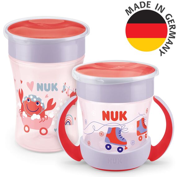 NUK Magic Cup & Mini Magic Cup Trinklernbecher Duo-Set | auslaufsicherer 360°-Trinkrand | 6+ Monate | auslaufsicher und BPA-frei | 160 ml & 230 ml | rot