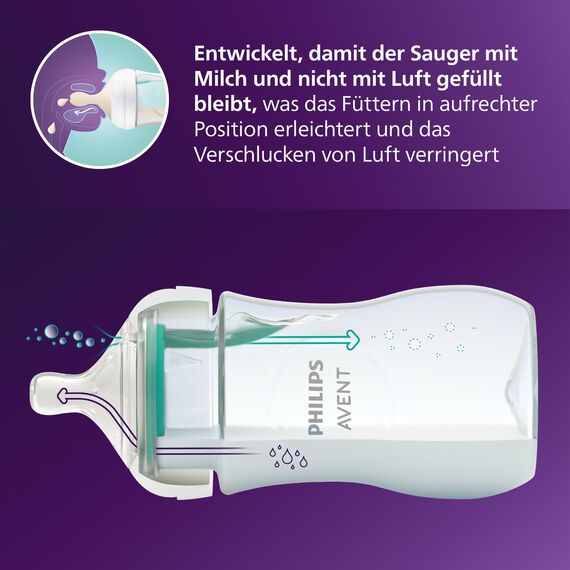 Philips AVENT Babyflaschen Natural Response – Babyflaschen mit AirFree Ventil, 260 ml, BPA-frei, für Neugeborene ab 1 Monat, Bärenmotiv (Modell SCY673/82)