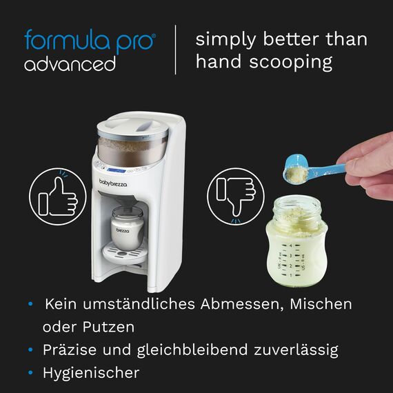 Baby Brezza Formula Pro Advanced – Automatischer Flaschenzubereiter – Mischt Milchpulver & Wasser perfekt per Knopfdruck – 3 Temperaturen – Für alle Flaschen & Pulver – BPA-frei – Weiß