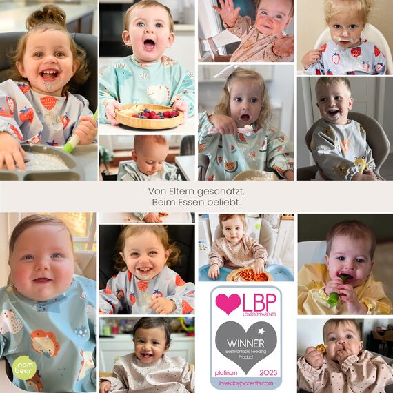 Nombear Baby Lätzchen mit Ärmeln für BLW (6 bis 24 Monate), 1 Packung - Wasserdichtes Ärmellätzchen Alternative zu Silikonlätzchen, Ganzkörper Lätzchen Baby, Babylatz Beikost Zubehör