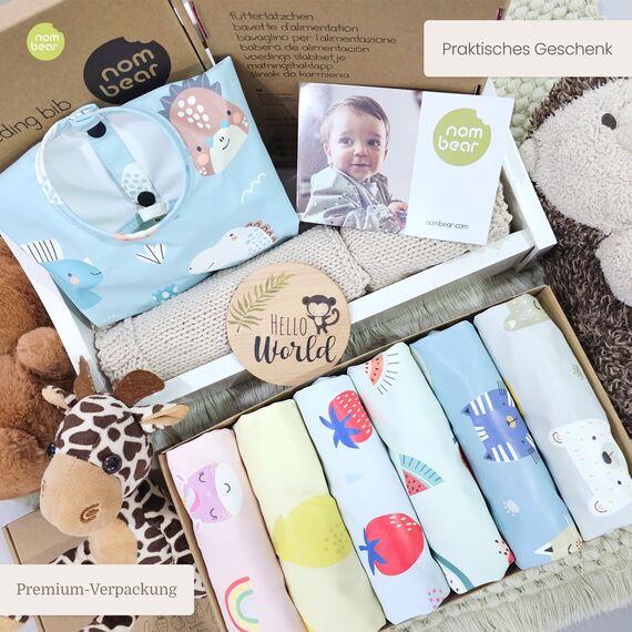 Nombear Baby Lätzchen mit Ärmeln für BLW (6 bis 24 Monate), 1 Packung - Wasserdichtes Ärmellätzchen Alternative zu Silikonlätzchen, Ganzkörper Lätzchen Baby, Babylatz Beikost Zubehör