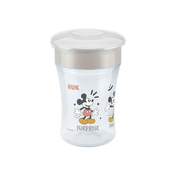 NUK Magic Cup Trinklernbecher | 8+ Monate | 230 ml | auslaufsicherer 360°-Trinkrand | BPA-frei | Disney Mickey Maus | grau