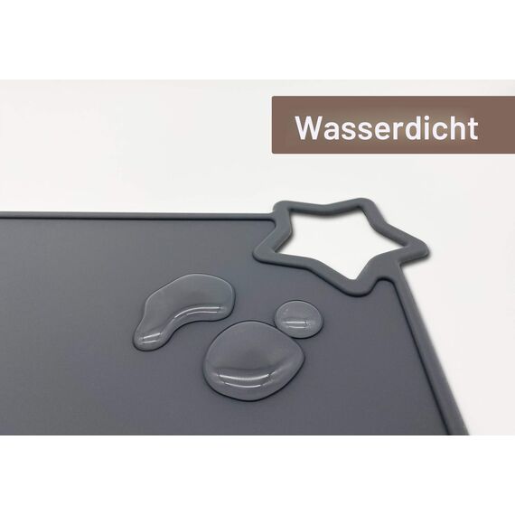 Moonkie 2PC Baby Silikon Platzset Abwaschbar, Platzdeckchen, rutschfest Tischset Kinder, Kinder Platzset, Schmutzabweisend, Tragbar, für Kinder und Kleinkinder (Dunkelgrau/Hellgrau)