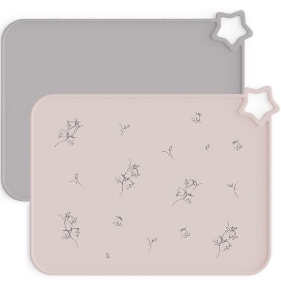 Moonkie 2PC Baby Silikon Platzset Abwaschbar, Platzdeckchen, rutschfest Tischset Kinder, Kinder Platzset, Schmutzabweisend, Tragbar, für Kinder und Kleinkinder (Erröten/feuchtes Lila)