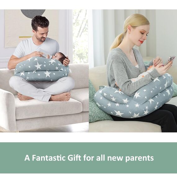 Chilling Home Stillkissen, Schwangerschaftskissen Seitenschläferkissen für Baby,Pregnancy Pillow mit Baumwoll Stillkissenbezug,Verstellbares Kissen Schwangerschaft Stillkissen Baby