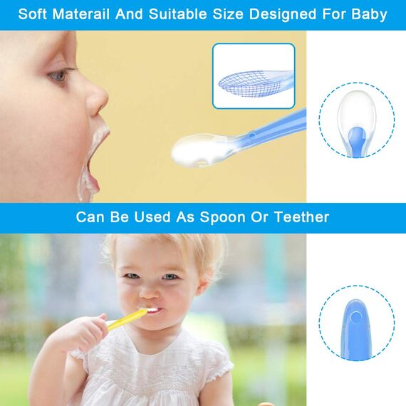 Vicloon Babylöffel, 5 Stück Baby Fütterlöffel aus Extra Weich Silikon, BPA Frei, Breilöffel Lang, Säugling Beikost Esslöffel für Baby & Kleinkind Säugling Kinder ab 4 Monate
