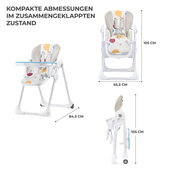 Kinderkraft Hochstuhl YUMMY, Kinderhochstuhl, Babystuhl, Kombihochstuhl, ab den Ersten Lebensmonaten, Fußstütze, Halbliegende Position, Bezug aus PU, Einfach zu Reinigen, Mehrfarben