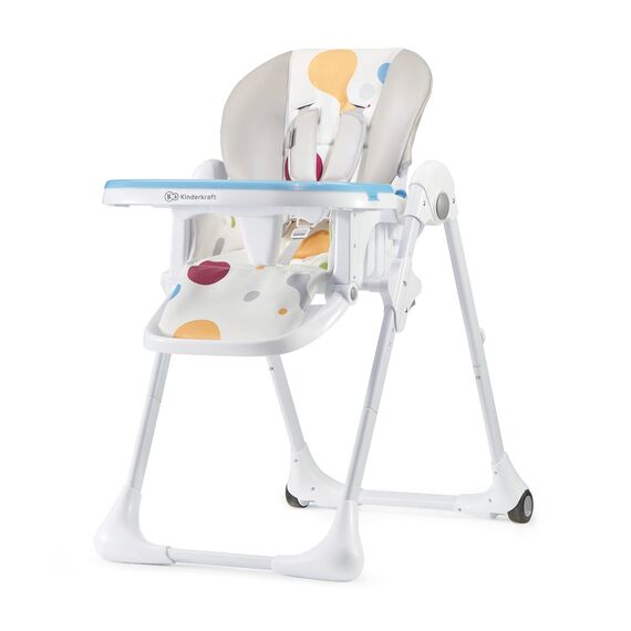 Kinderkraft Hochstuhl YUMMY, Kinderhochstuhl, Babystuhl, Kombihochstuhl, ab den Ersten Lebensmonaten, Fußstütze, Halbliegende Position, Bezug aus PU, Einfach zu Reinigen, Mehrfarben