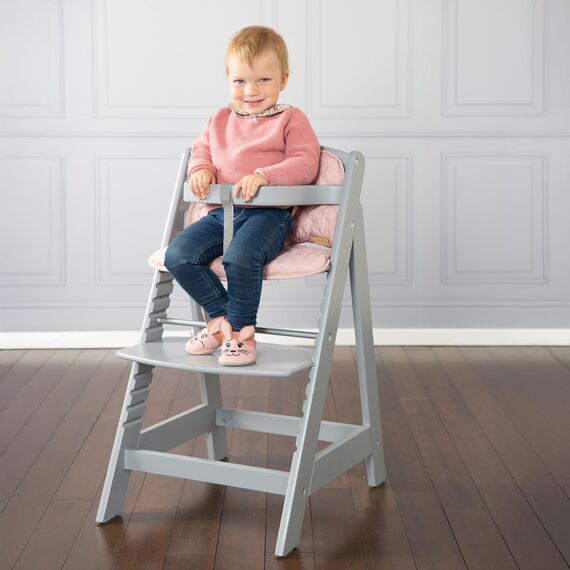 roba Treppenhochstuhl Sit Up III - Mitwachsender Baby Hochstuhl - ab 6 Monaten - Kinderhochstuhl aus Holz taupe - Stuhl bis 50 kg belastbar, 1 Stück (1er Pack)