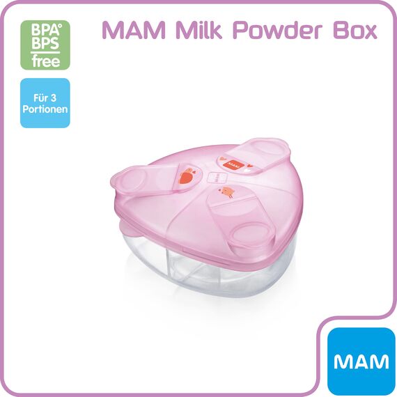 MAM Milchpulverspender, Milchpulver Box zum einfachen Befüllen von Babyflaschen, Milchpulverportionierer fasst bis zu 3 Portionen, 0+ Monate, Schildkröte/Vogel