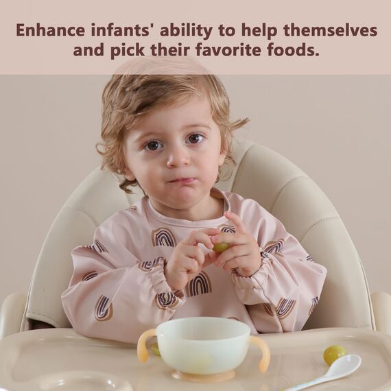 Yiupea Lätzchen mit Ärmeln Baby Mess Proof - Maschine Waschbar & Wasserdicht 6-24 Monate für Baby Led Weaning, Coverall Lätzchen für-Fütterung-Rosa (Packung mit 2)