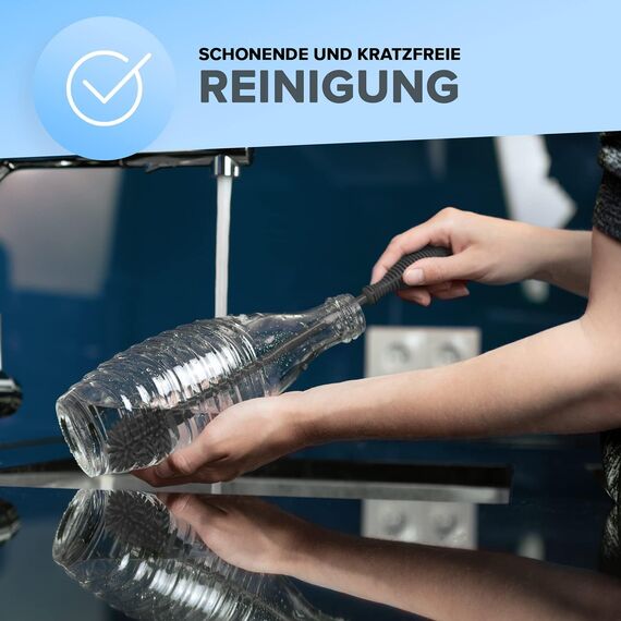 JAWAonline Spülbürsten Set 38cm und 32cm - Flaschenbürste Silikon schonend und kratzfrei - Flexible Flaschenreiniger Bürste - Premium Bottle Brush - Reinigungsbürste für kleine und große Flaschen