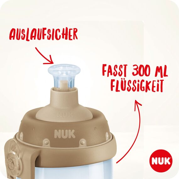 NUK Junior Cup Kinder Trinkflasche mit Chamäleon-Effekt | 18+ Monate | mit Farbwechsel | auslaufsicherer Trinklernbecher mit Push-Pull-Trinksauger | Clip & Schutzkappe | BPA-frei | 300 ml | blaugrün