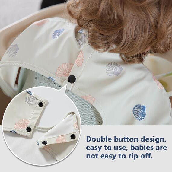 Yiupea Lätzchen mit Ärmeln Baby Mess Proof - Maschine Waschbar & Wasserdicht 6-24 Monate für Baby Led Weaning, Coverall Lätzchen für -Fütterung-Khaki