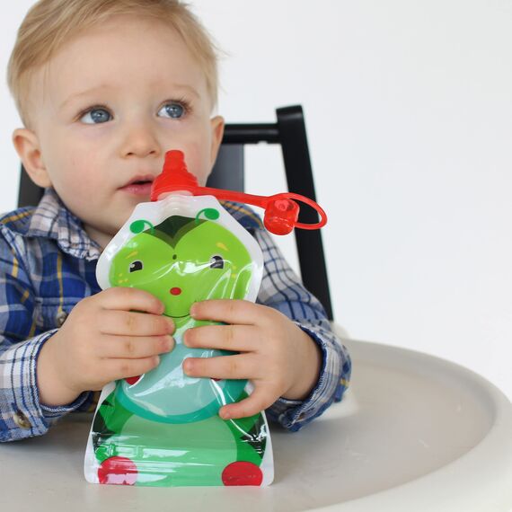 ChooMee Wiederverwendbare Babynahrungsbeutel – BPA-frei, Nachfüllbare Quetschbeutel für Kleinkinder – Pürees, Apfelmus & Joghurt – Doppelreißverschluss, breiter Boden, 4 Stück, 5 oz (Packung mit 2)