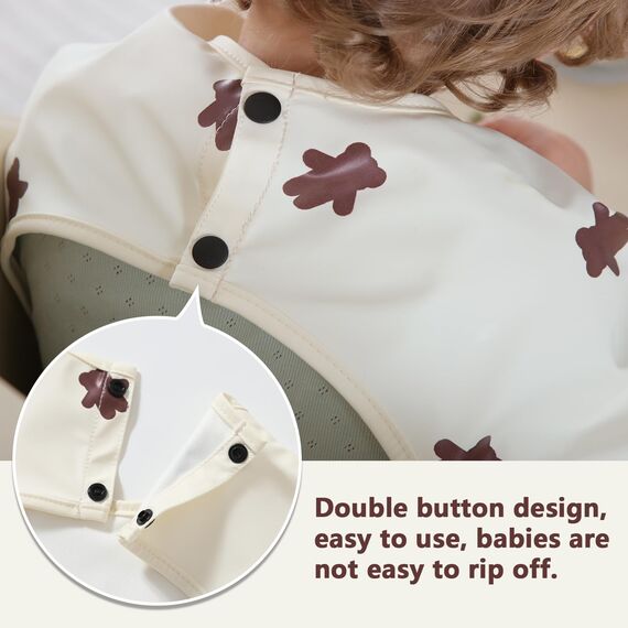 Yiupea Lätzchen mit Ärmeln Baby Mess Proof - Maschine Waschbar & Wasserdicht 6-24 Monate für Baby Led Weaning, Coverall Lätzchen für -Fütterung-Hellgelb
