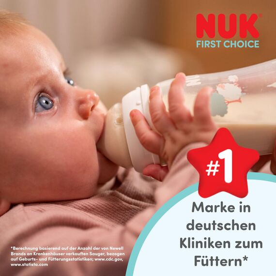 NUK First Choice Babyflaschensauger | Ab 6+ Monaten | Anti-Kolik-Flaschensauger | Silikon | Mittel | 2 Stück