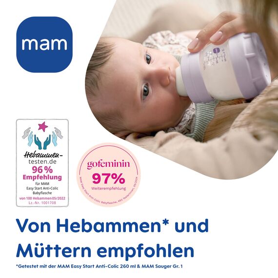 MAM Easy Start Anti-Colic Combi-Set | 0+ Mon | Babyflaschen-Set | 94% Akzeptanz | 96% Hebammen-Empfehlung | 80% weniger Koliken | 6 Trinkflaschen, 2 Original Start Schnuller & 1 Flaschenkorb | mint