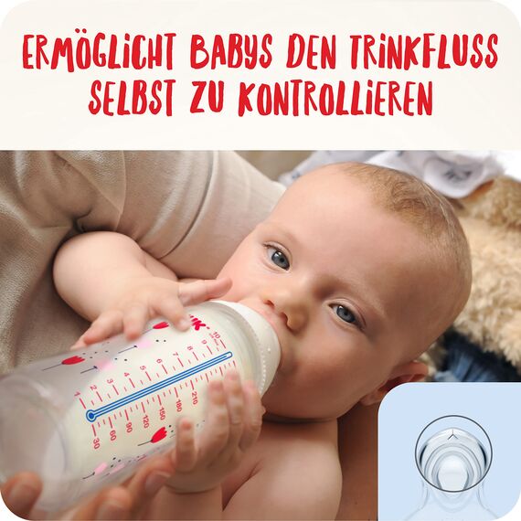NUK First Choice+ Flow Control Trinksauger für Babyflaschen | 6–18 Monate |Anti-Colic-Ventil | BPA-frei | 2 Stück