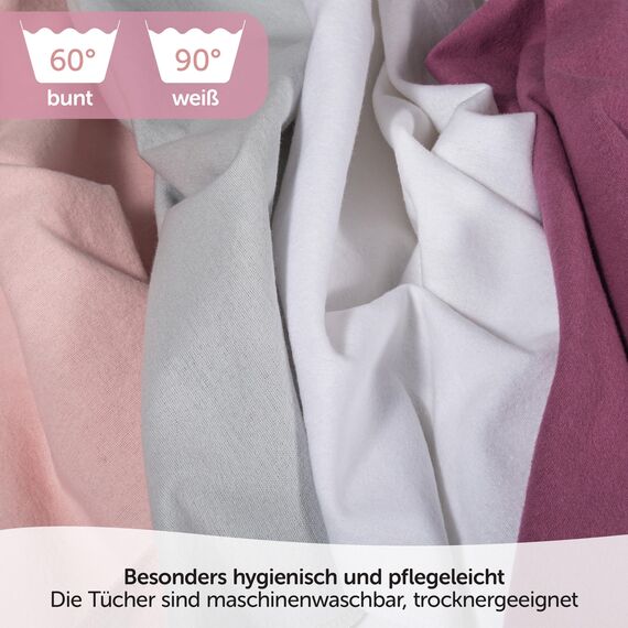 MAKIAN Moltontücher Set, 4X Stoffwindeln 80x80 cm - 4 Stück Baby Spucktücher/weiche, saugfähige Flanellwindeln aus 100% Baumwolle, Oeko-TEX® Standard 100 geprüft (Puder Rosa)