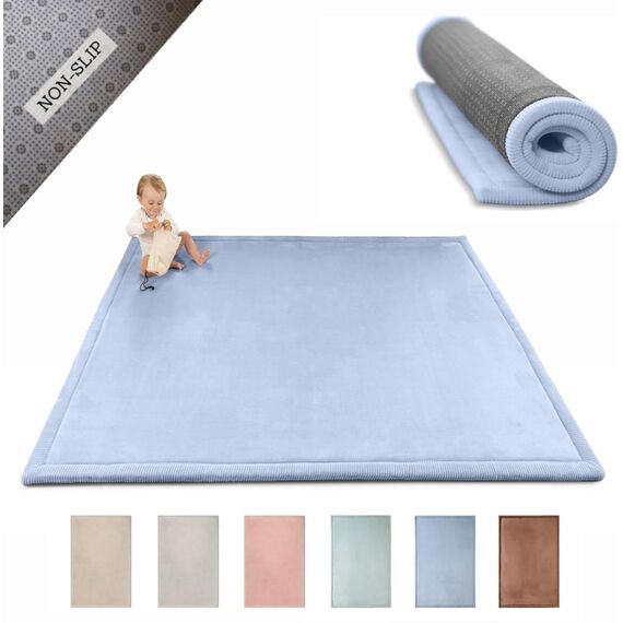 Hakuna Matte Wolkenweiche Spielmatte Baby 200x150x2,5cm, blau – Teppich für Kinderzimmer mit hochwertigem Memory-Schaum – Krabbelmatte Baby mit Rutschfester Unterseite – Krabbeldecke, Tatami Matte