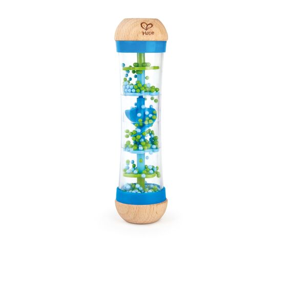 Hape Regenmacher – blau, Musikspielzeug aus Holz für Kleinkinder, beruhigende Regenklänge, Förderung von Motorik und Sinnen, ab 0 Monaten