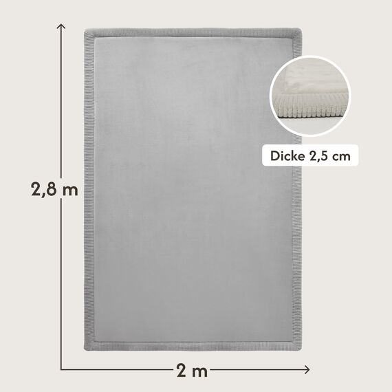 Hakuna Matte Wolkenweiche Spielmatte Baby 280x200x2,5cm, Grau– Teppich für Kinderzimmer mit hochwertigem Memory-Schaum – Krabbelmatte Baby mit Rutschfester Unterseite – Krabbeldecke, Tatami Matte