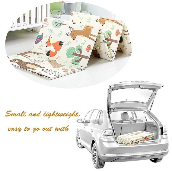 Spielmatte baby Teppich Babymatte faltbarer Spieldecke Krabbelmatte baby Bodenmatte XPE rutschfest Material, Tragbar für Innen- oder Außenbereich (Beige)