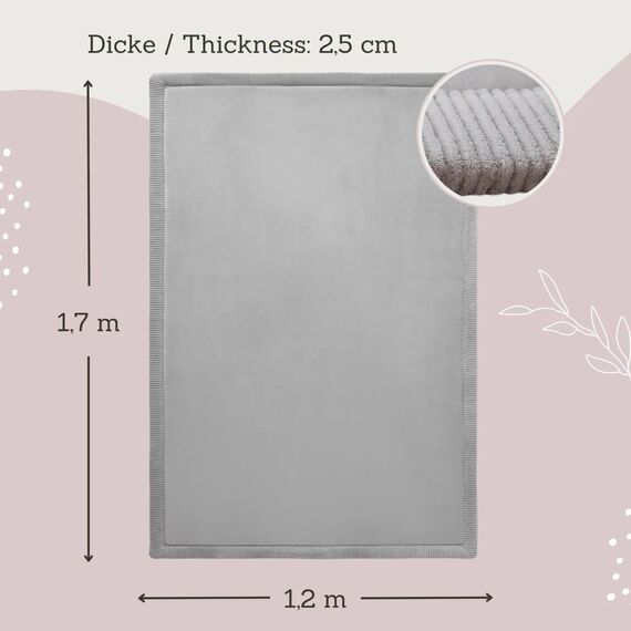 Hakuna Matte Wolkenweiche Spielmatte Baby 170x120x2,5cm, grau – Teppich für Kinderzimmer mit hochwertigem Memory-Schaum – Krabbelmatte Baby mit Rutschfester Unterseite – Krabbeldecke, Tatami Matte