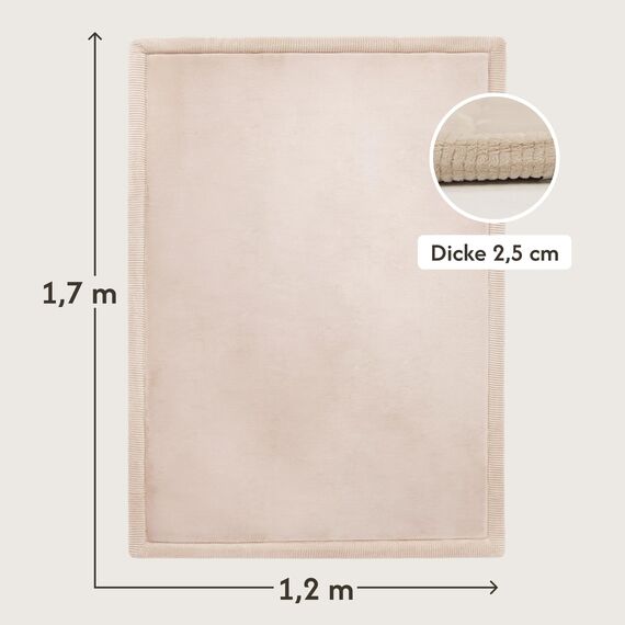 Hakuna Matte Wolkenweiche Spielmatte Baby 170 x 120 x2,5cm, beige – Teppich für Kinderzimmer mit hochwertigem Memory-Schaum – Krabbelmatte Baby mit Rutschfester Unterseite – Krabbeldecke, Tatami Matte