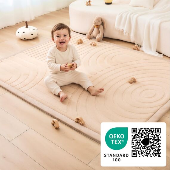 Wolkenweiche Spielmatte Baby 200x150x2,5cm, bögen – Teppich für Kinderzimmer mit hochwertigem Memory-Schaum – Krabbelmatte Baby mit Rutschfester Unterseite – Krabbeldecke Kinderteppich Tatami Matte