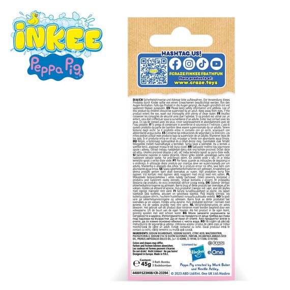 INKEE - Peppa Pig Badebomben Kinder 3er Pack - Badekugeln Mädchen mit Mandelöl & Erdbeerduft 3x15g, Peppa Wutz geschenkideen