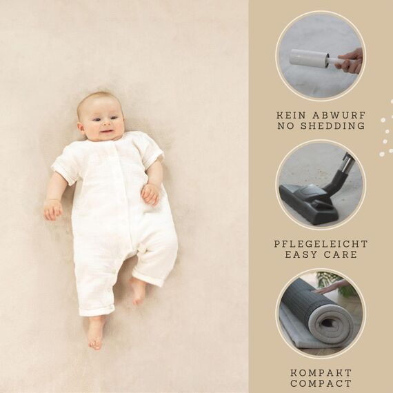 Hakuna Matte Wolkenweiche Spielmatte Baby 200x150x2,5cm, beige – Teppich für Kinderzimmer mit hochwertigem Memory-Schaum – Krabbelmatte Baby mit Rutschfester Unterseite – Krabbeldecke, Tatami Matte