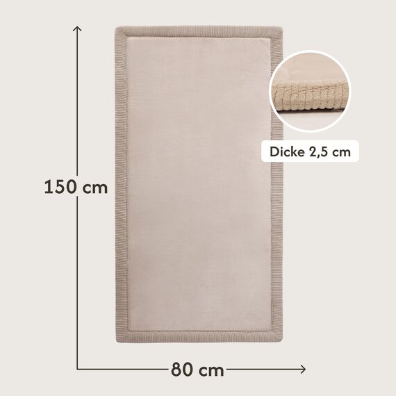 Wolkenweiche Spielmatte Baby 150x80x2,5cm, beige – Teppich für Kinderzimmer mit hochwertigem Memory-Schaum – Krabbelmatte Baby mit Rutschfester Unterseite – Krabbeldecke, Kinderteppich, Tatami Matte