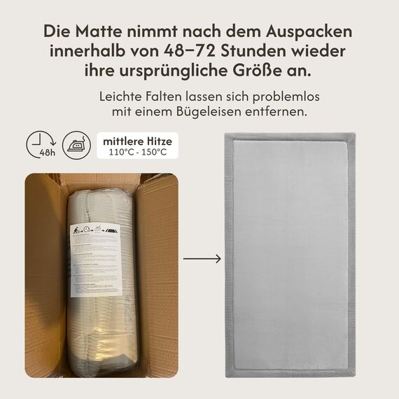Hakuna Matte Wolkenweiche Spielmatte Baby 150x80x2,5cm, grau – Teppich für Kinderzimmer mit hochwertigem Memory-Schaum – Krabbelmatte Baby mit Rutschfester Unterseite – Krabbeldecke, Tatami Matte