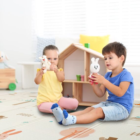 CCLIFE Krabbelmatte Baby Spielmatte Kinder 196x176x1cm Faltbar Spielteppich Spielunterlage Groß Rutschfest Beidseitig Tragbar Wasserdicht Innen Außen Bunt