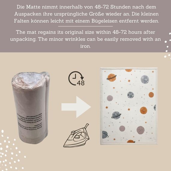 Wolkenweiche Spielmatte Baby 200x150x2,5cm, Planeten – Teppich für Kinderzimmer mit hochwertigem Memory-Schaum – Krabbelmatte Baby mit Rutschfester Unterseite – Krabbeldecke Kinderteppich Tatami Matte