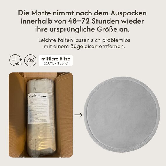 Hakuna Matte Wolkenweiche Spielmatte Baby 120x120x2,5cm, grau – Teppich für Kinderzimmer mit hochwertigem Memory-Schaum – Krabbelmatte Baby mit Rutschfester Unterseite – Krabbeldecke, Tatami Matte