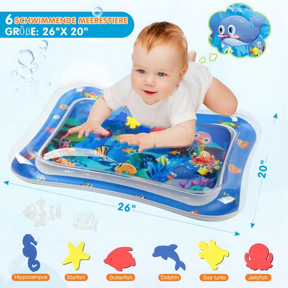 Infinno Wassermatte Baby Wasserspielmatte Spielzeug, Spielmatte Baby für 3 6 9 Monate Blauer Ozean