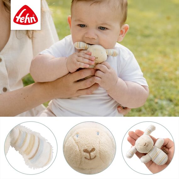 Mini-Rassel Schaf – Mini-Greifling zum Rasseln, Fühlen, Spielen mit kuschelweichem Stoff-Tier – ein treuer Begleiter für Babys und Kleinkinder ab 0+ Monaten